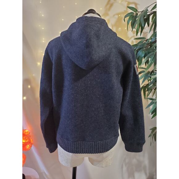 Abercrombie & Fitch Vintage Y2K Wool Blend 1/2 Zip Blue Hooded Sweater Womens L - Picture 4 of 12